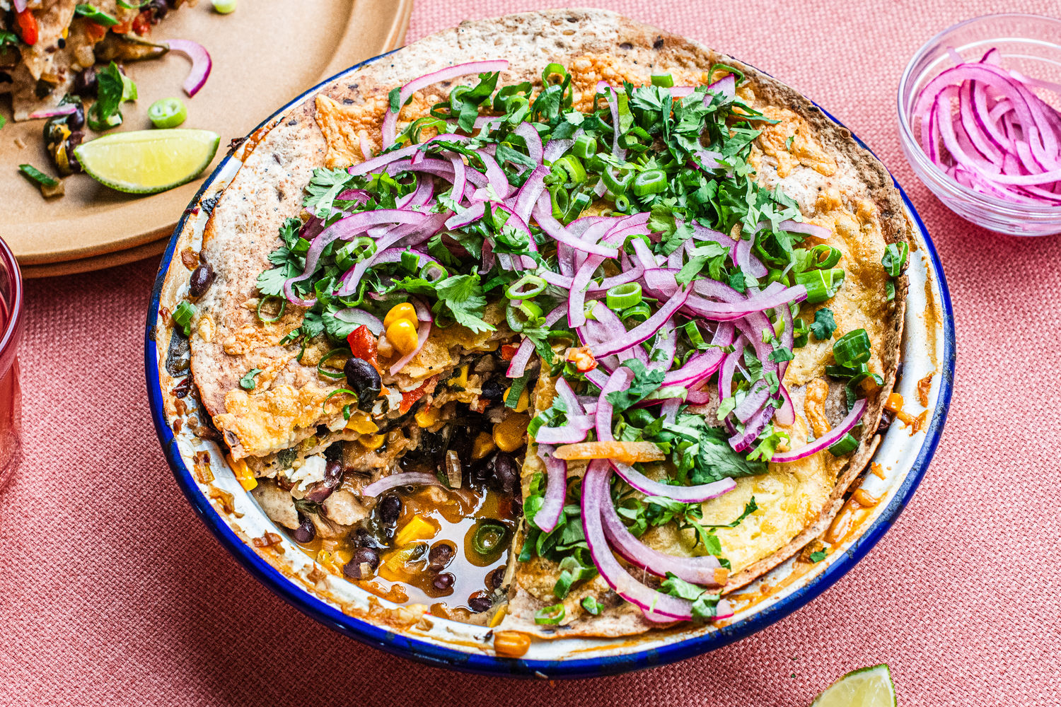 Black Bean Tortilla Pie with Lime-Pickled Red Onions | The Doctor's Kitchen