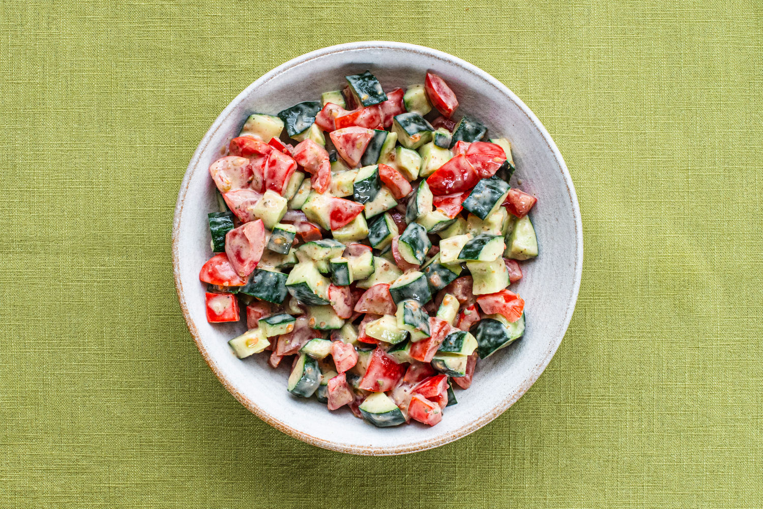 Cucumber and Tomato Salad with Za’atar Tahini Dressing | The Doctor's Kitchen