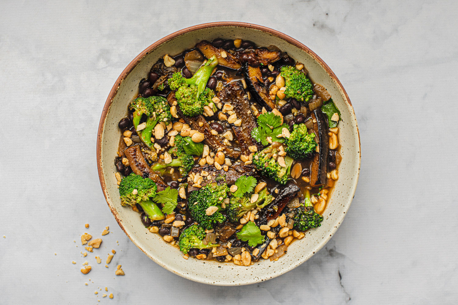 Curried Aubergines with Black Beans