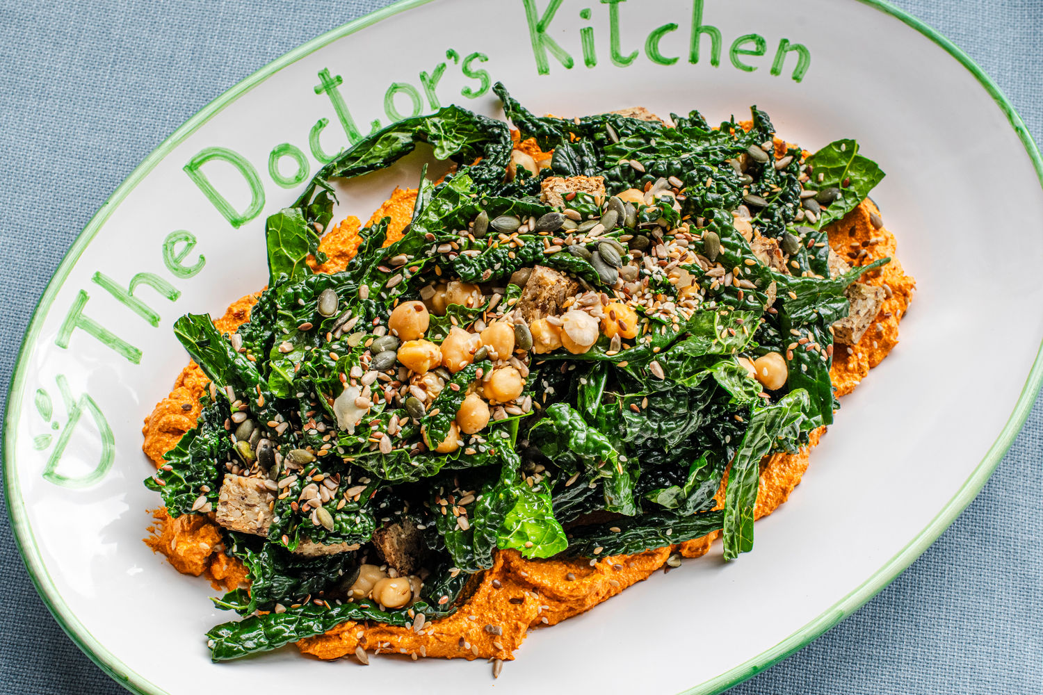 Kale and Chickpea Salad with Whipped Harissa Cottage Cheese | The Doctor's Kitchen