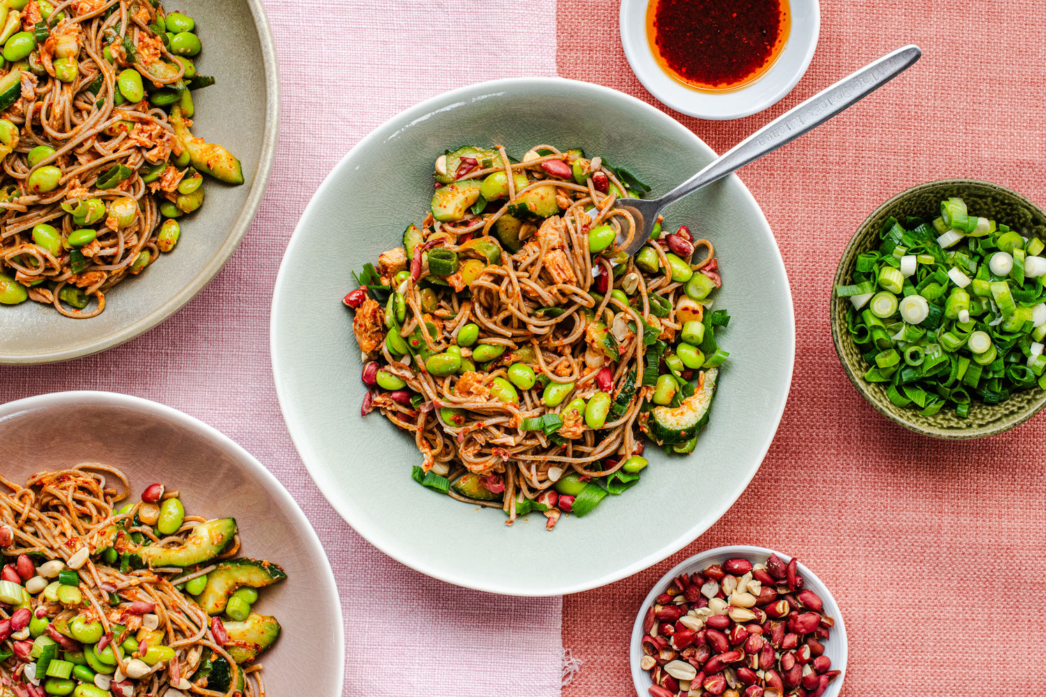 Gochugaru, Tuna, Edamame, Cucumber & Soba Noodle Salad