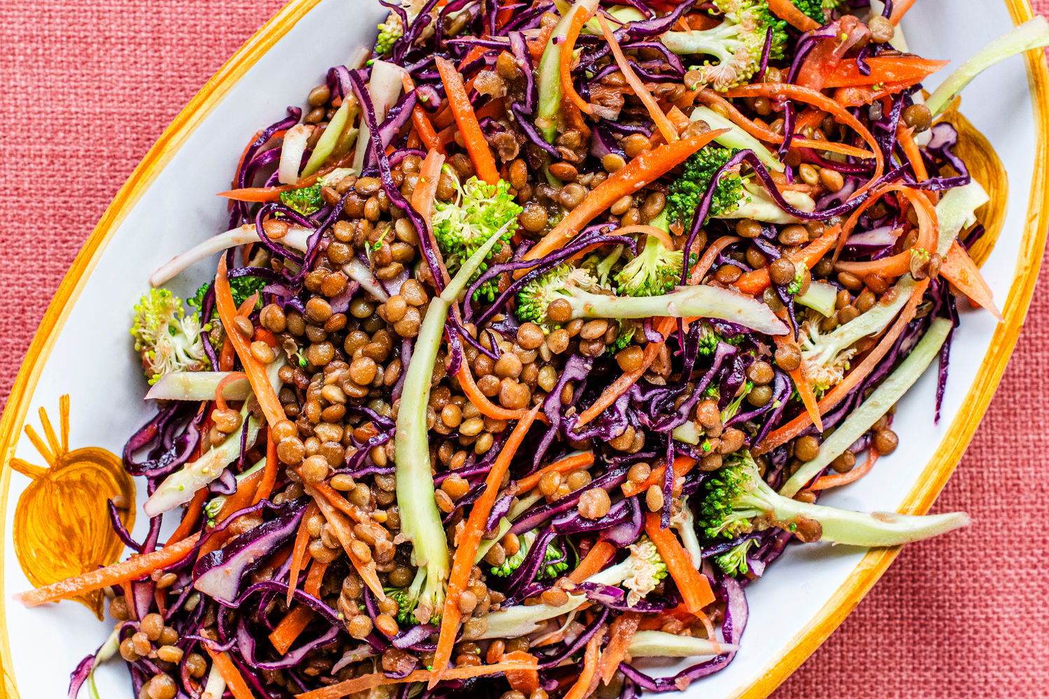 Lentil, Carrot, Cabbage, and Broccoli Salad with Cumin, Date, and Lemon Dressing | The Doctor's Kitc