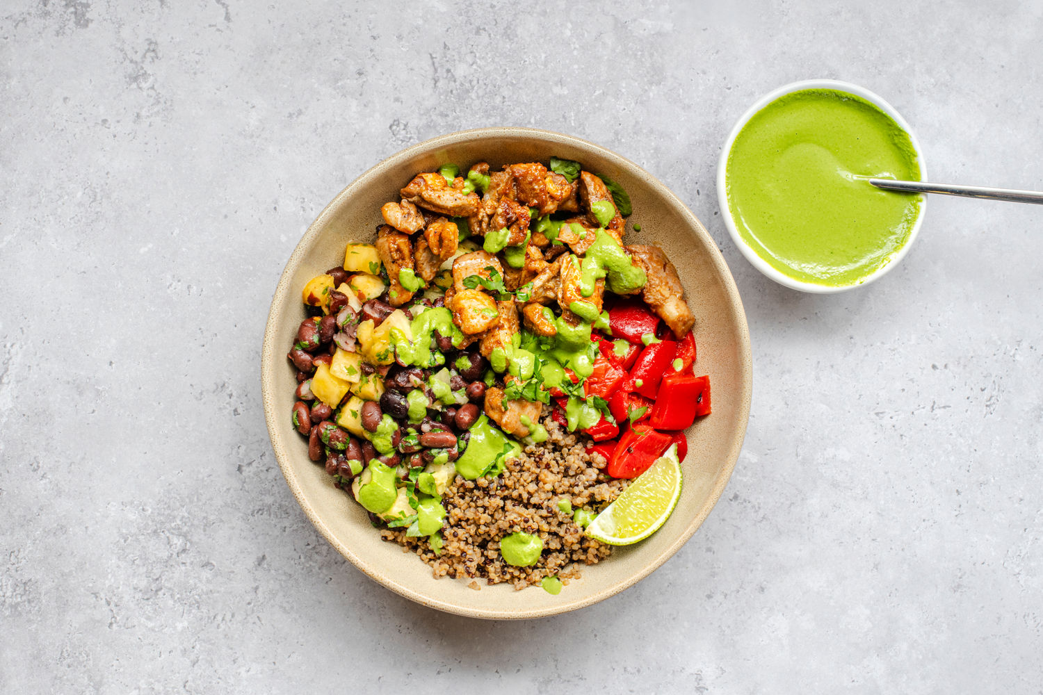 Paprika Chicken Bowl with Black Bean and Pineapple Salsa