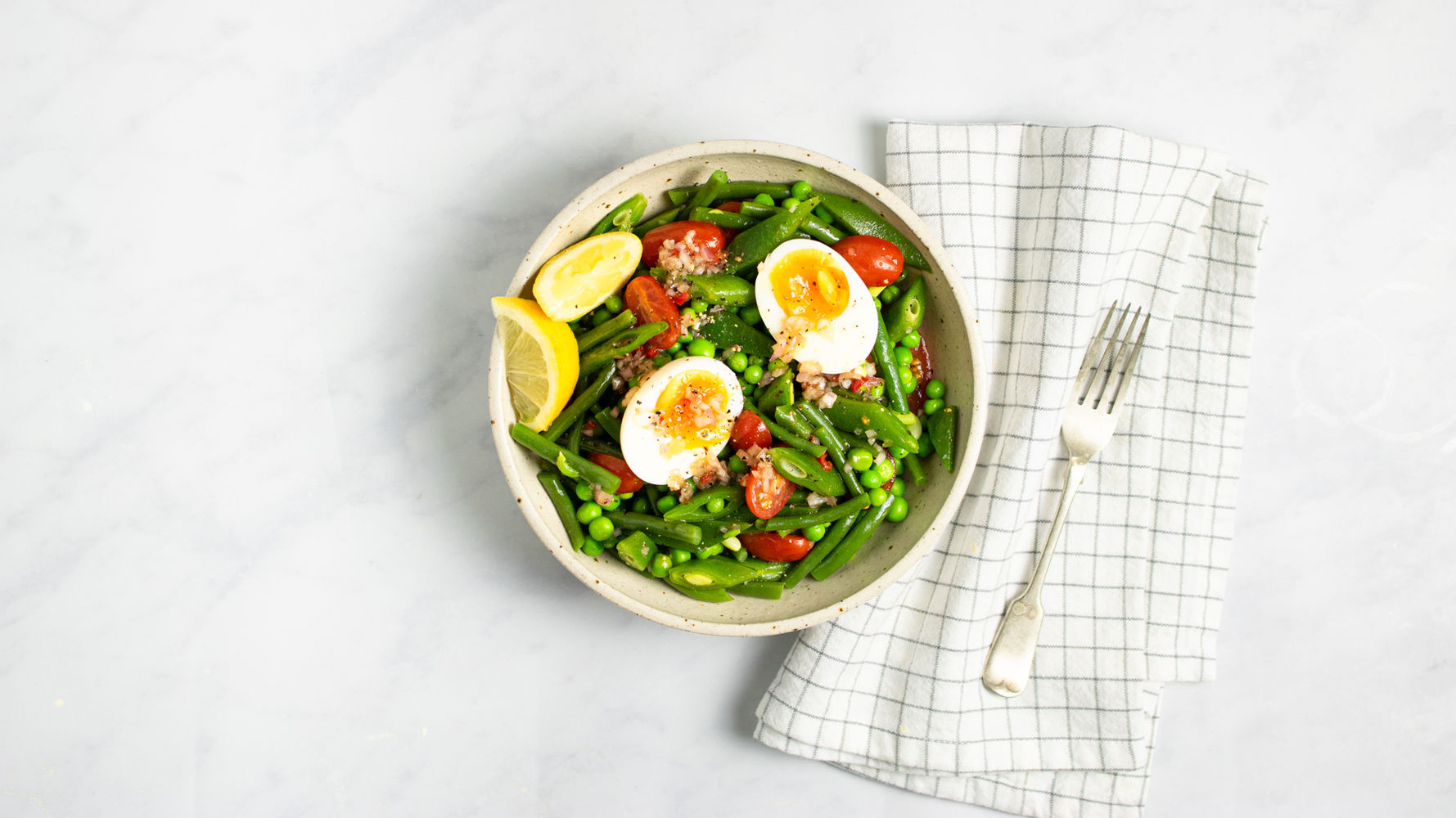 Pea and Green Bean Salad with Soft Boiled Eggs | The Doctor's Kitchen