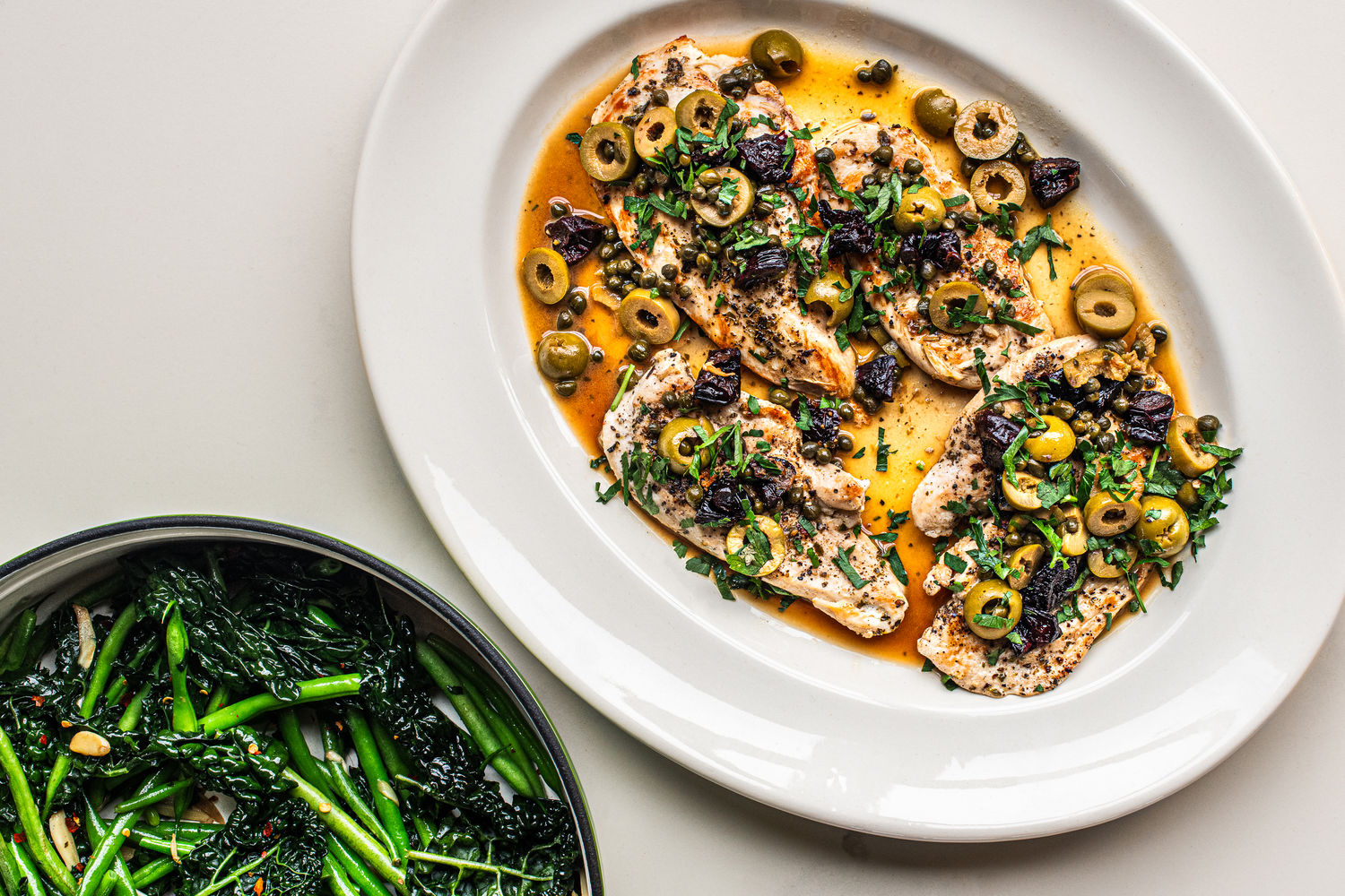 Quick Chicken Marbella with Garlicky Sautéed Greens | The Doctor's Kitchen