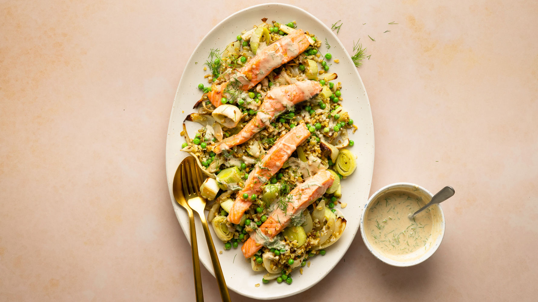 Roast Fennel, Salmon and Freekeh Salad with Tahini Dressing | The Doctor's Kitchen