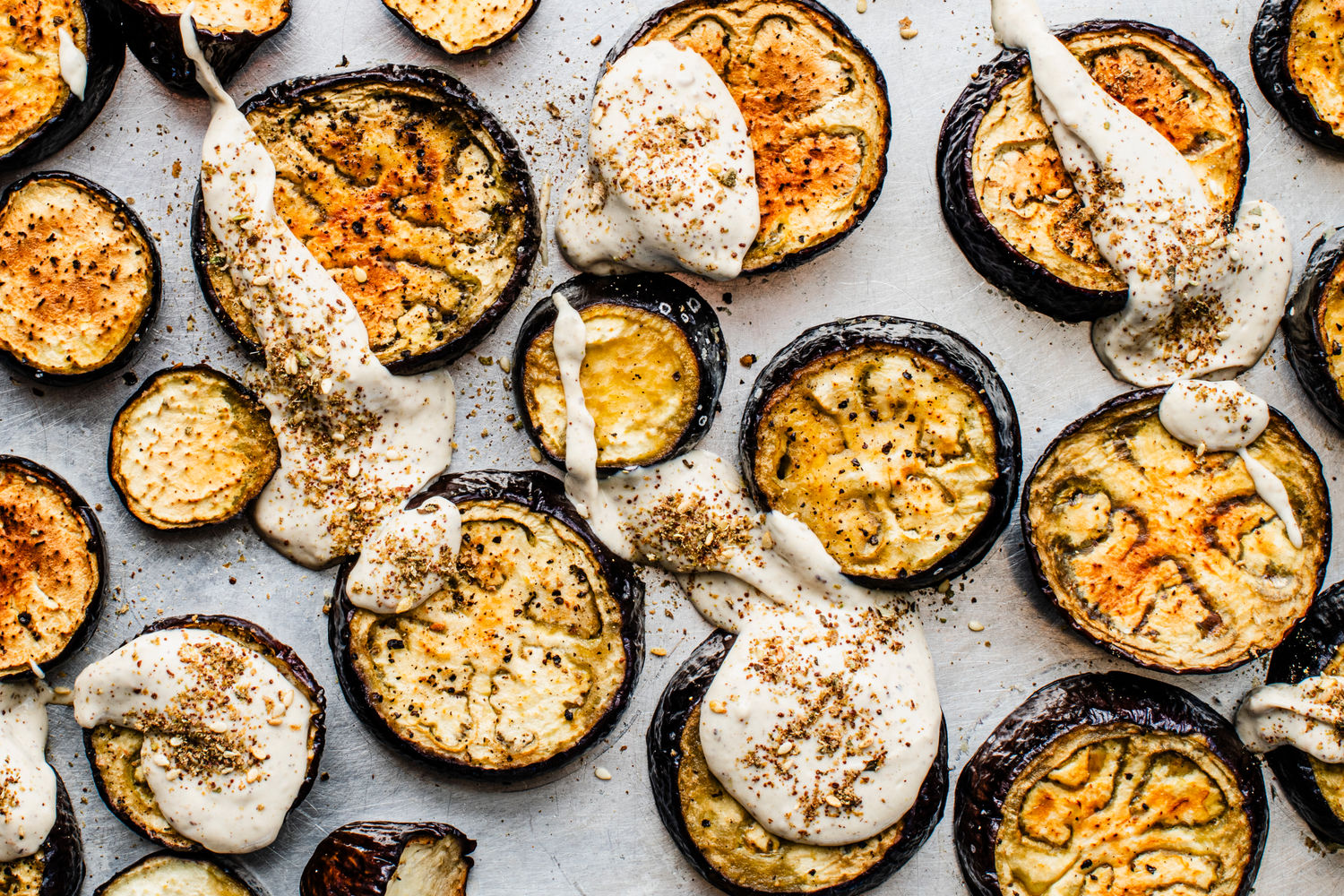 Roasted Aubergine Rounds with Za'atar Tahini Yoghurt | The Doctor's Kitchen