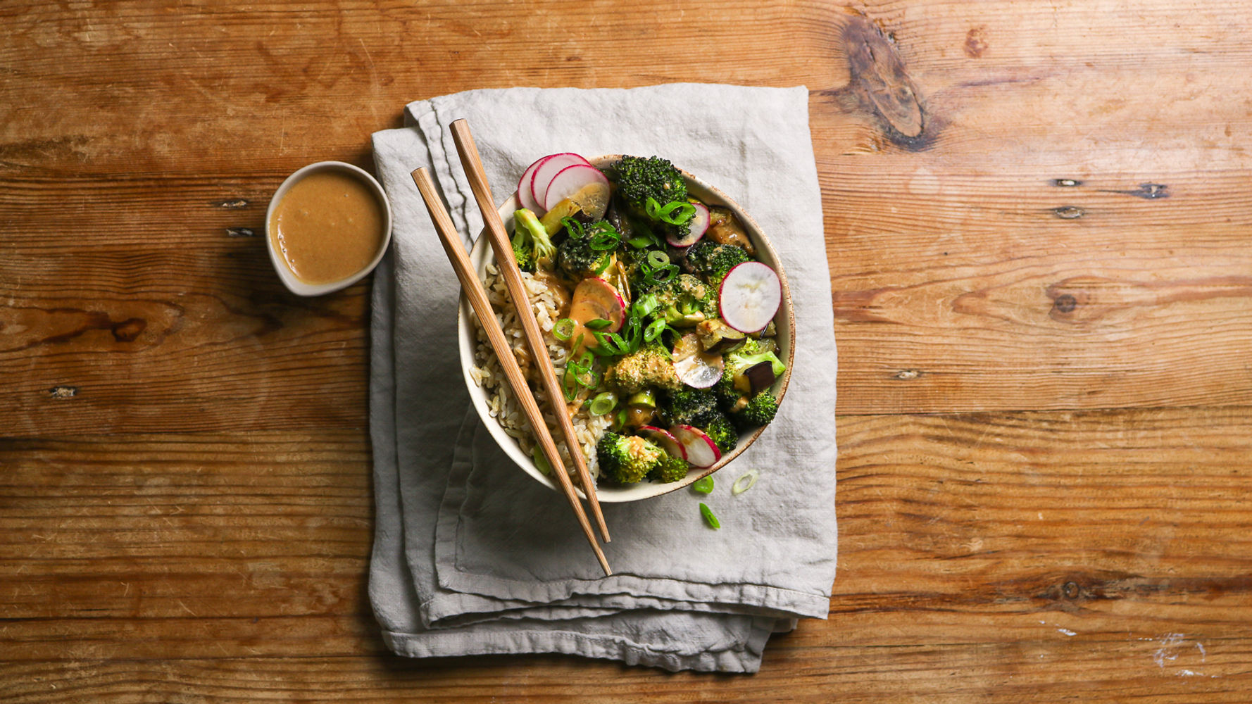 Satay Baked Aubergine and Broccoli Bowl