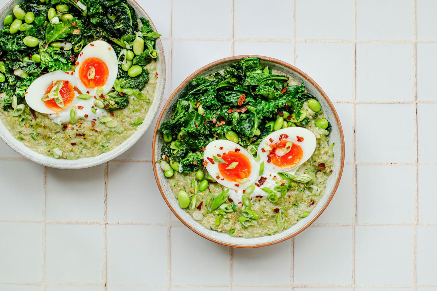 Savoury Porridge with Egg and Greens