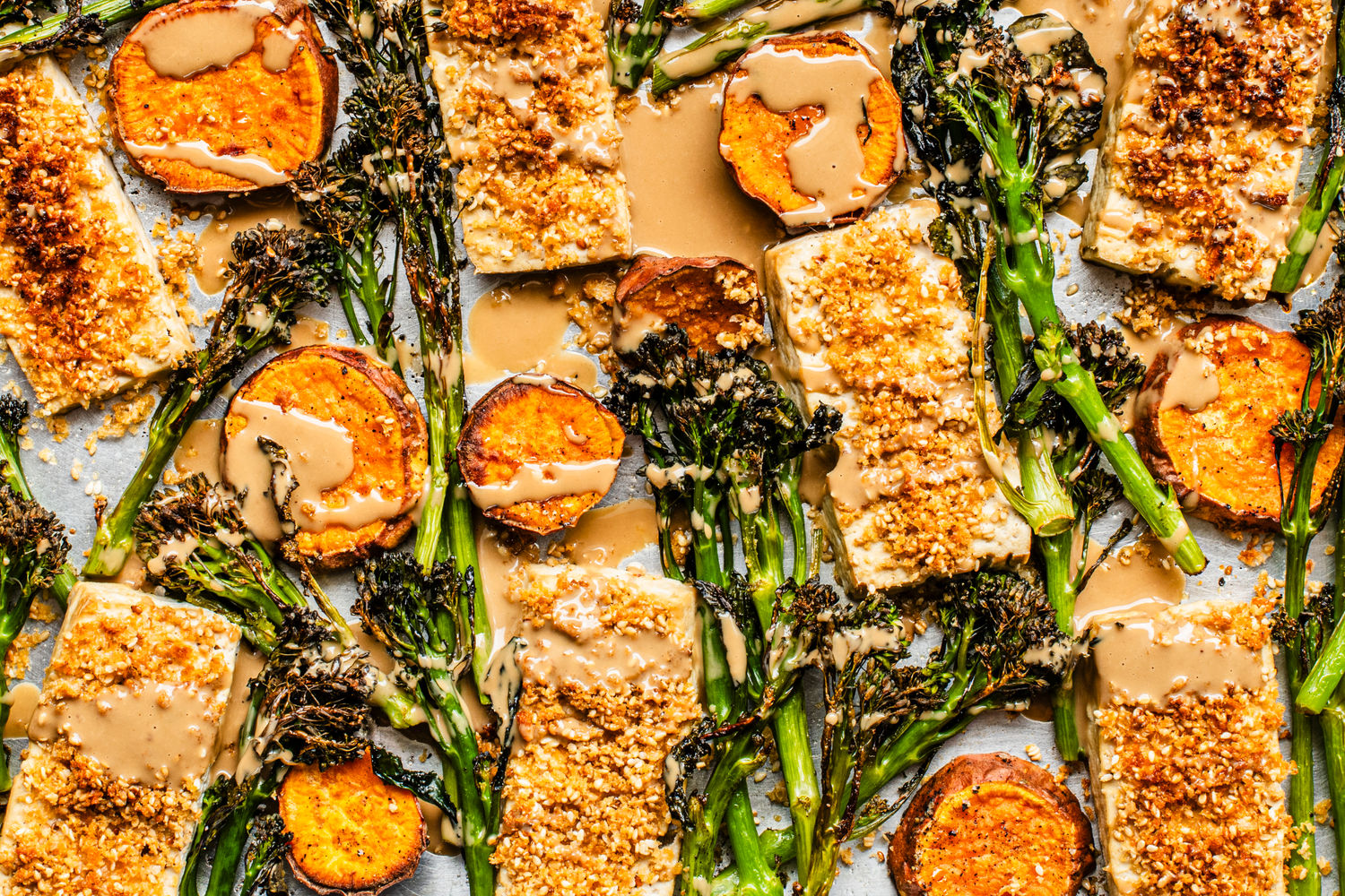 Sesame Tofu Traybake with Tahini Soy Dressing | The Doctor's Kitchen