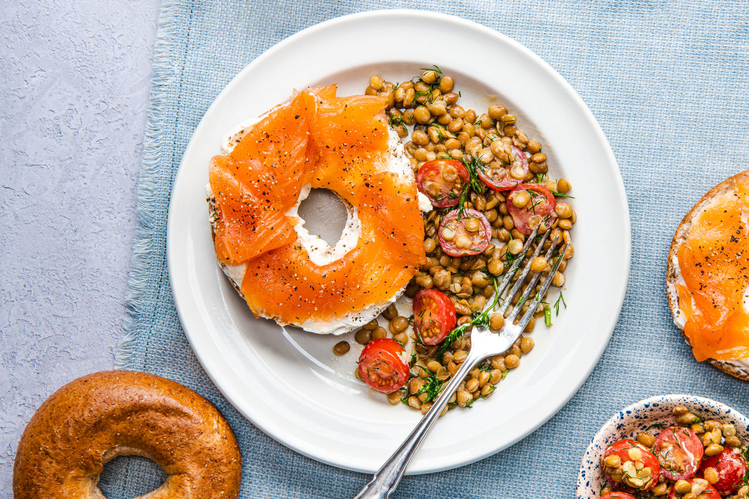 Smoked Salmon Bagel with Lentil, Tomato and Dill Salad | The Doctor's Kitchen
