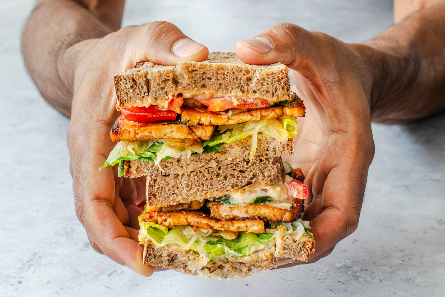 Smoky Tempeh, Hummus and Avocado Sandwich