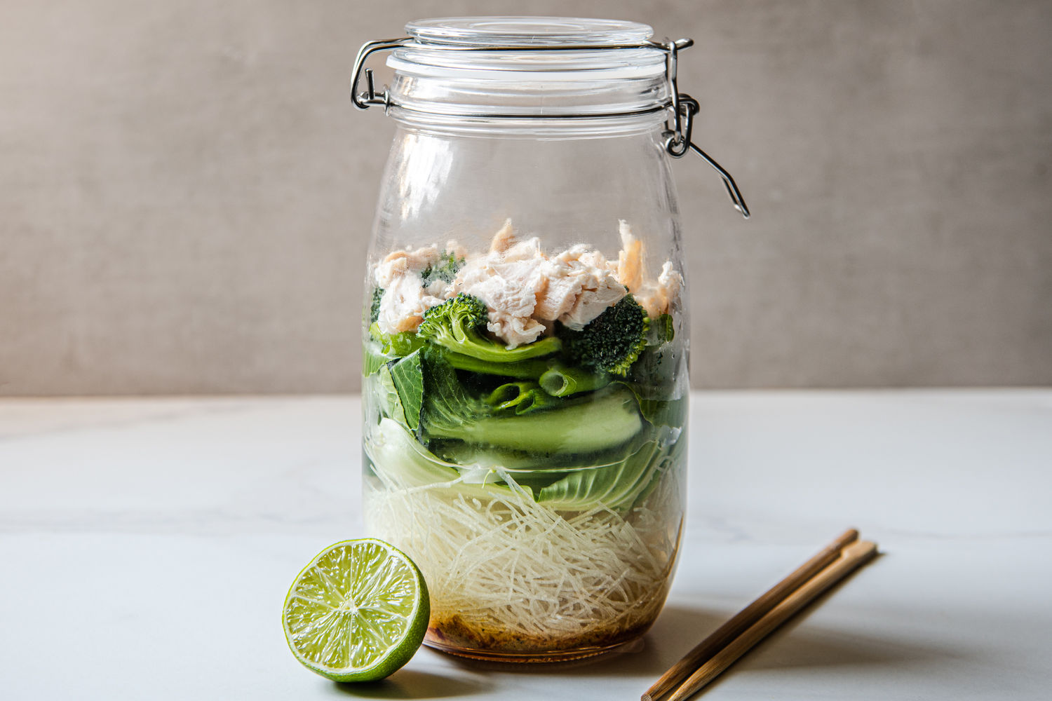 Spicy Chicken Noodle Jar with Broccoli and Pak Choy | The Doctor's Kitchen