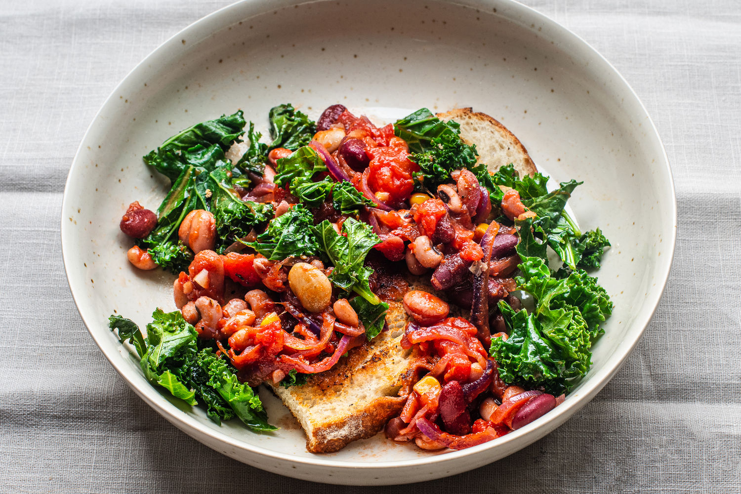 Sweet Paprika Mixed Beans on Toast with Curly Kale | The Doctor's Kitchen