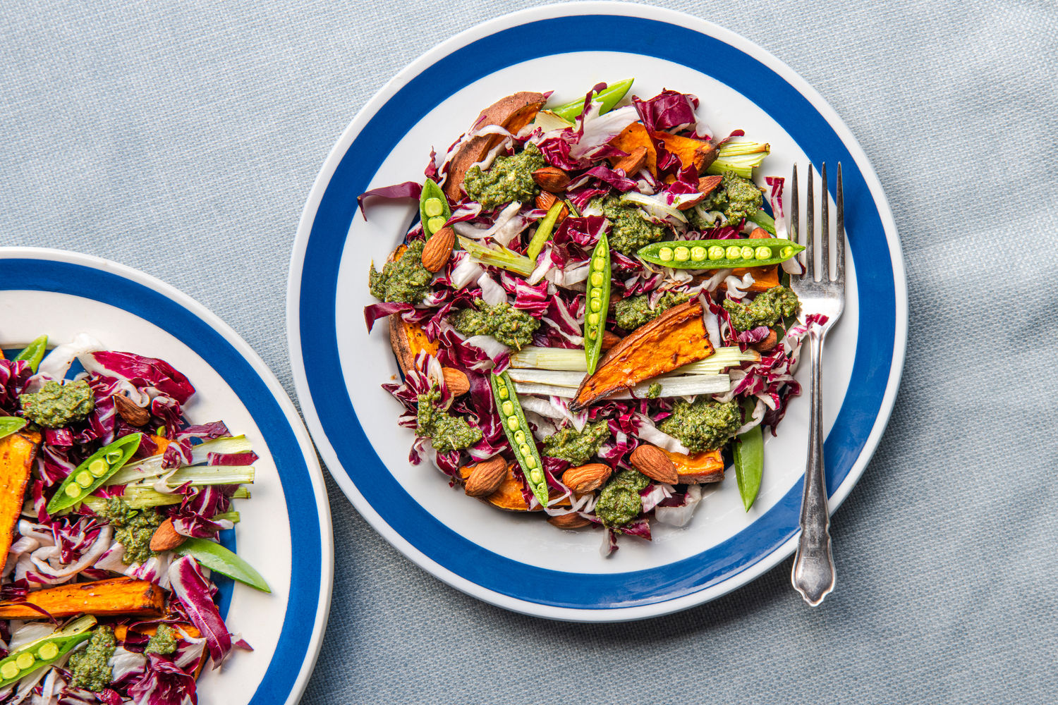 Sweet Potato, Leek, Radicchio and Sugar Snap Pea Salad with Oregano and Dill Dressing | The Doctor's