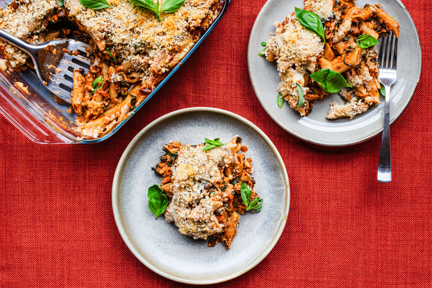 Tempeh, Mushroom and Lentil Pasta Bake | The Doctor's Kitchen