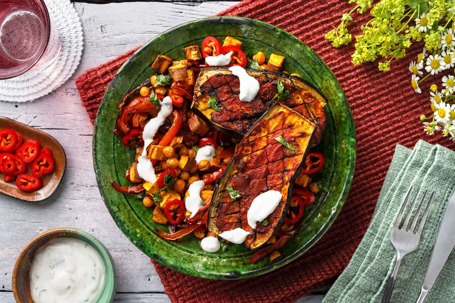 Tikka Spiced Aubergine with Chickpeas and Coriander Yoghurt | The Doctor's Kitchen