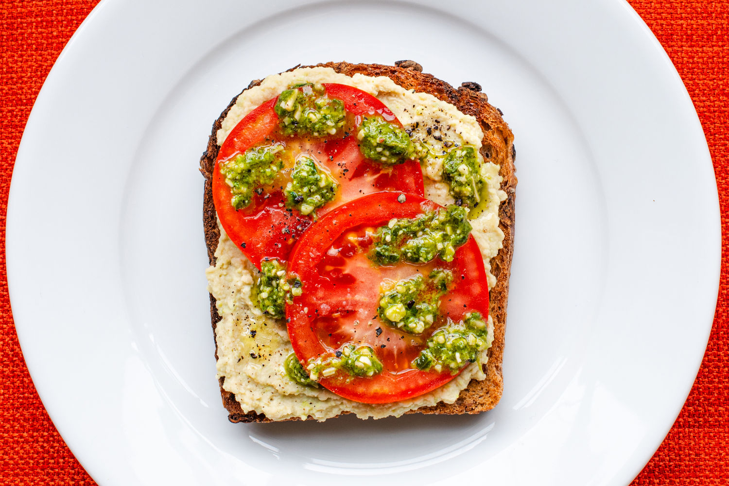 Tomato and Pesto Hummus on Toast | The Doctor's Kitchen